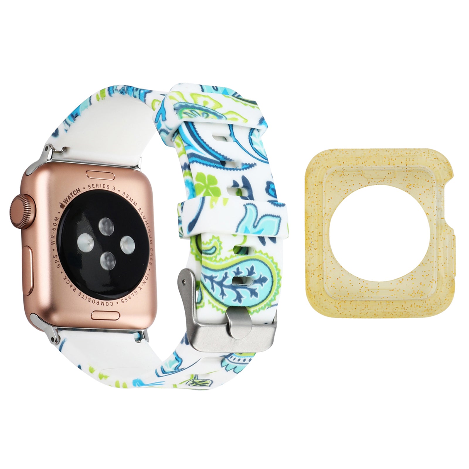 For Apple Watch Series 1 2 3 42mm Pattern Printed Watch Band with Yellow TPU Case Silicone Watch Strap For Apple Watch Series 1 2 3 42mm Pattern Printed Watch Band with Yellow TPU Case Silicone Watch Strap